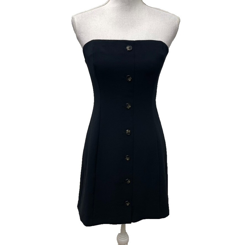 Wilfred Strapless Dress Womens Small Black Romantic Classy Button LBD